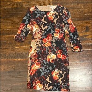 Philosophy Red and Black Floral Long Sleeve Dress